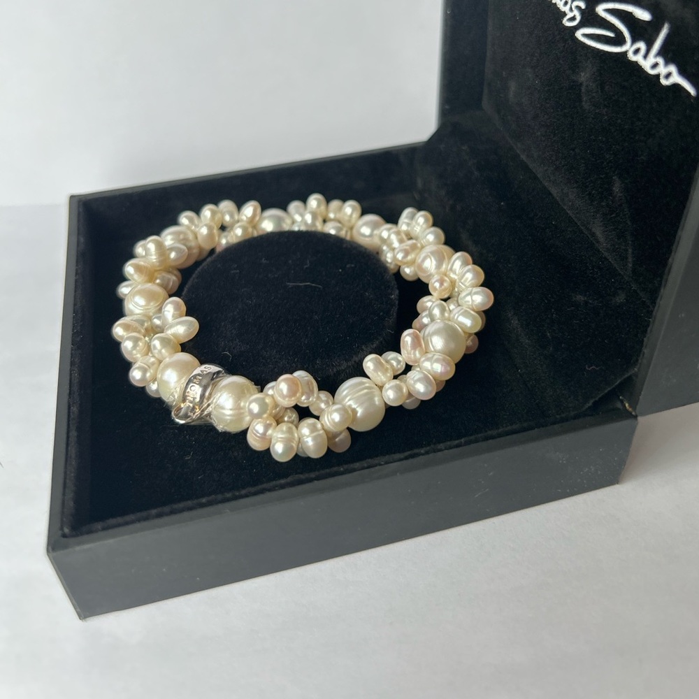 Thomas Sabo Sterling Silver Freshwater Pearl Cluster Bracelet